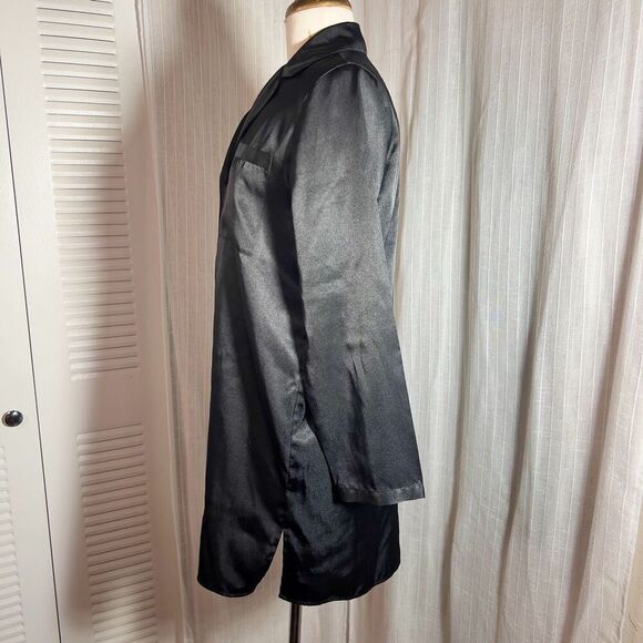 Bare Luxury | Women’s | Night Shirt | S | Y2k 90's Black Satin Button Down Long - Picture 4 of 6